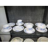 A Shelley Blue Harlequin pattern part tea service, 22 pieces
