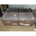 A 1930s canvas and wood travel trunk 76cm wide