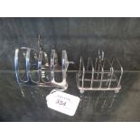 Two four division silver toast racks