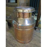 A copper United Diaries dairy churn, for Daws Creamery (Saltash) Limited 52cm high