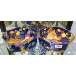 A pair of Hollinshead & Kirkham (H&K Tunstall) octagonal fruit bowls, in the Autumn pattern, unicorn