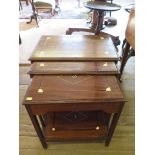 An inlaid nest of three mahogany occasional tables, 54cm wide