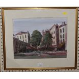 Johan Mediterranean street market Gouache, signed 31cm x 40cm