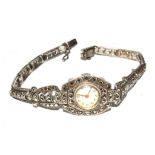 A ladies marcasite wristwatch