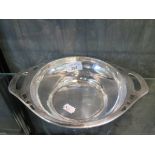 A continental white metal two handle bowl with pierced decoration