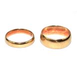 Two 9 carat gold wedding rings