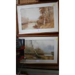 Walter Witham Autumnal lake scenes Watercolours, signed 29cm x 44cm And a watercolour of Lake