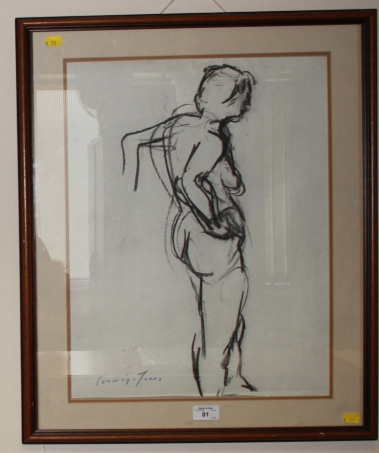 Richard W. Conway-Jones Study of a nude Charcoal, signed 50cm x 38cm