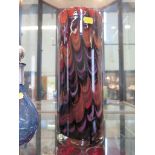 A peacock feather style studio glass vase, 31cm high