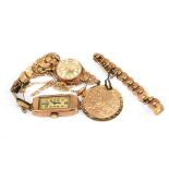 A 9 carat gold St. Christopher and two ladies 9 carat gold watches