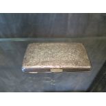 A silver card case with fitted pencil and shot pale blue silk lining, Chester 1898