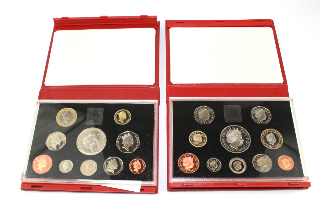 Royal Mint 1997 United Kingdom deluxe proof coin set and 1998 United Kingdom deluxe proof set,