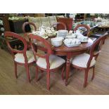 A cherrywood stained extending dining table and six balloon back dining chairs (7)