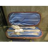 A cased set of childs silver knife, fork and spoon