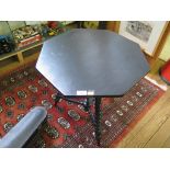 A late Victorian ebonised octagonal top occasional table, with bobbin turned legs and stretchers,