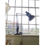 A brass and onyx table light of Corinthian column form, 45cm high and an anglepoise desk lamp
