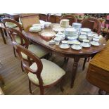 A cherrywood stained extending dining table and six balloon back dining chairs (7)