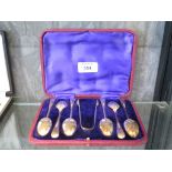 A cased set of silver Victorian tea spoons and matching sugar tongs, Sheffield 1880