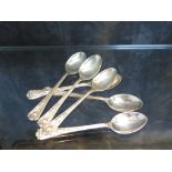 A set of six silver coffee spoons