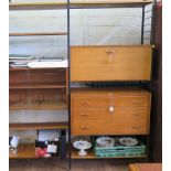 Ladderax furniture units by Staples including four black 201cm supports, teak drinks cabinet (
