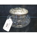 A silver topped Royal Brierley lead crystal powder jar, Birmingham 1985
