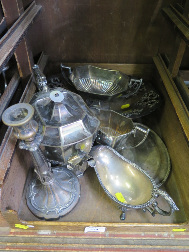 A small collection of silver plate