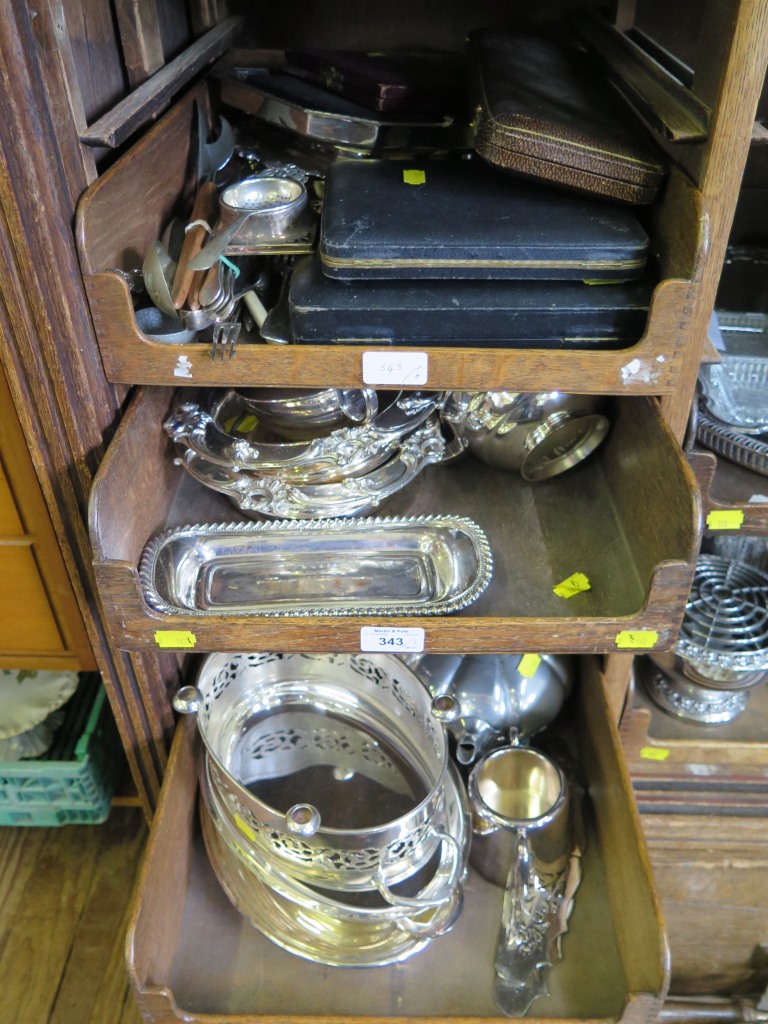 Three trays of silver plate