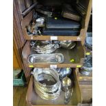 Three trays of silver plate