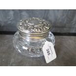 A silver topped Royal Brierley lead crystal powder jar, Birmingham 1975