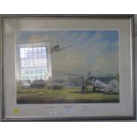 J.W. Mitchell 'Debut at Duxford' Limited edition lithographic print 147/450 Signed in pencil by