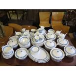 Royal Tuscan Charade pattern dinner and tea service, including large and small teapot, five