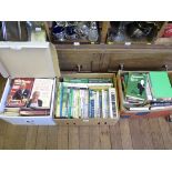 Three boxes of sports related books, mainly cricket and football biographies