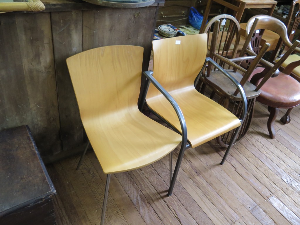 A set of six birch plywood dining chairs and another chair (7)
