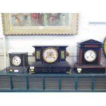 Two Victorian slate and marble mantel clocks, one inscribed Samuel Smith and an American imitation