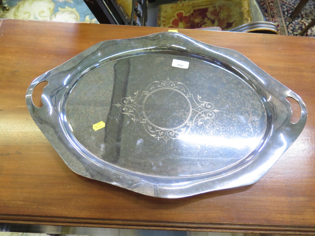 A silver plated tray, 56cm