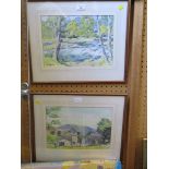 I. Christopherson Dales Farmhouse and a river scene - a pair Watercolour, signed 23.5cm x 33.5cm (