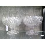 A pair of 19th century hobnail cut glass bowls, with pedestal foot, 21cm diameter 17cm high