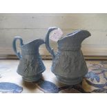 Two blue Ridgeway Victorian jugs with Scottish theme