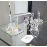 Swarovski crystal animal figures, including mouse, 9.5cm high, dog, cat, teddy bear and hedgehog