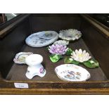 Wedgwood Kutani Crane pattern two dishes together with two Adderley water lillies and five other