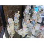 Lladro figures: Six clown figures including Nino Pierrot con Perrito (no. 5277) and Nino Pierrot con