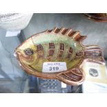 A rare Royal Doulton Lambeth stoneware fish X8906, in green/brown colouring