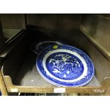 A pair of Royal Staffordshire pottery Willow pattern plates 10 inch diameter and two other