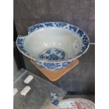 A Chinese blue and white bowl with all over foliate design, 16cm diameter 8.5cm high, six