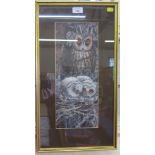Michael Warren Long Eared Owl Watercolour and white Signed and dated '72, the Moorland Gallery,