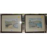 Alan Stuttle Two views of South Bay, Scarborough Prints with signed mounts Image 15cm x 20cm (2)