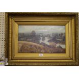 C. Priestley Harvesting at Streatley and Goring on the Thames Oil on canvas Signed, inscribed