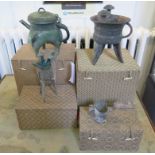 Four Chinese bronze replica food vessels from a limited edtion of 50, bearing stamp of the Palace