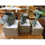 Three Chinese bronze replica wine vessels from a limited edition of 50, bearing stamp of the