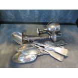 A collection of miscellaneous silver to include serving spoons, dessert spoons, specimen vase, etc
